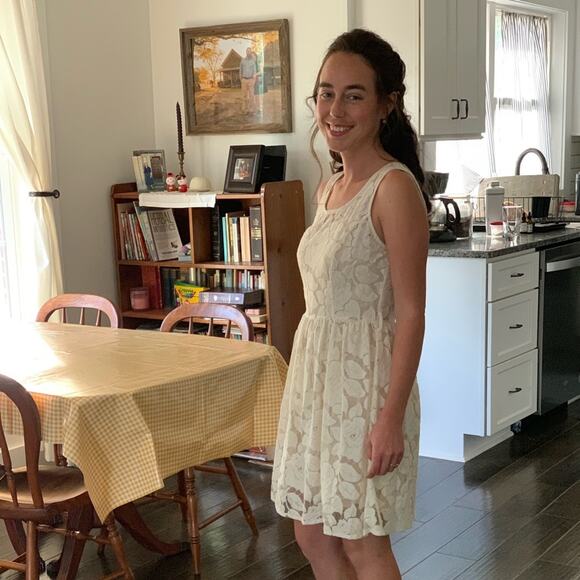 Monteau Cream Lace Dress, Size S/M - Picture 1 of 8